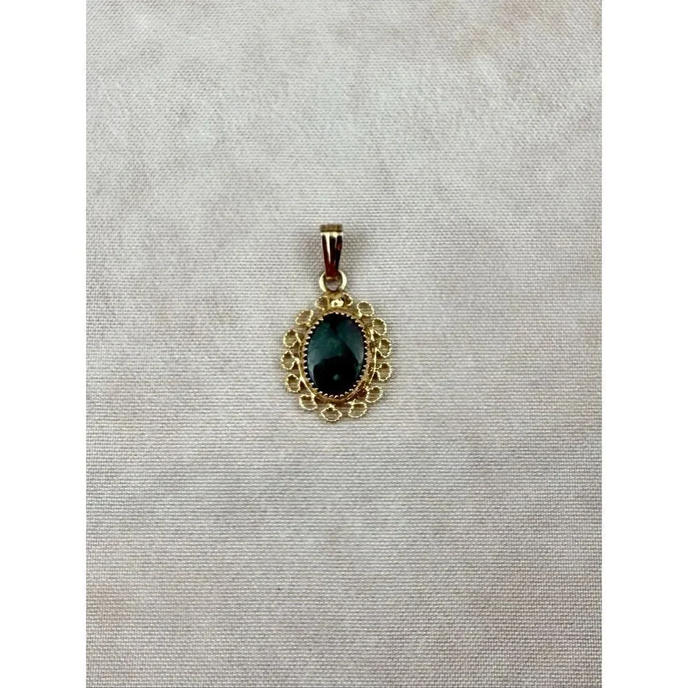 Vintage Pendant 1/20 12K GF With Green Center Stone